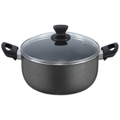 Lonac sa staklenim poklopcem, granit, 24 cm