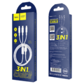 USB kabl, 3in1, microUSB, USB type C, Lightning, 1 met, 2 A