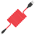 USB kabl za iPhone, silikonski, 1.2 met., 2 A, crno/crvena