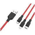 USB kabl, 3in1, microUSB, type C, Lightning, 1.2 met., 2 A