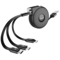 USB kabl za punjenje, 3in1, na izvlačenje, 1 met., 2 A