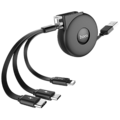 USB kabel za punjenje, 3in1, na izvlačenje, 1 met., 2 A