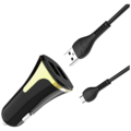 Auto punjač sa microUSB kabelom, QC, 2 x USB,  3.1 A