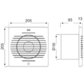 Aspirator ugradbeni za ventilaciju, 205 x 205 mm