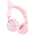 Slušalice bežične sa mikrofonom, Bluetooth, mačje uši, pink