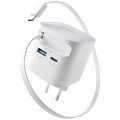 Punjač kučni sa type C kabelom, brzi, 1xUSB-A, 1xUCB-C, 65W