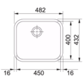 Sudoper ugradbeni, 482x432, INOX